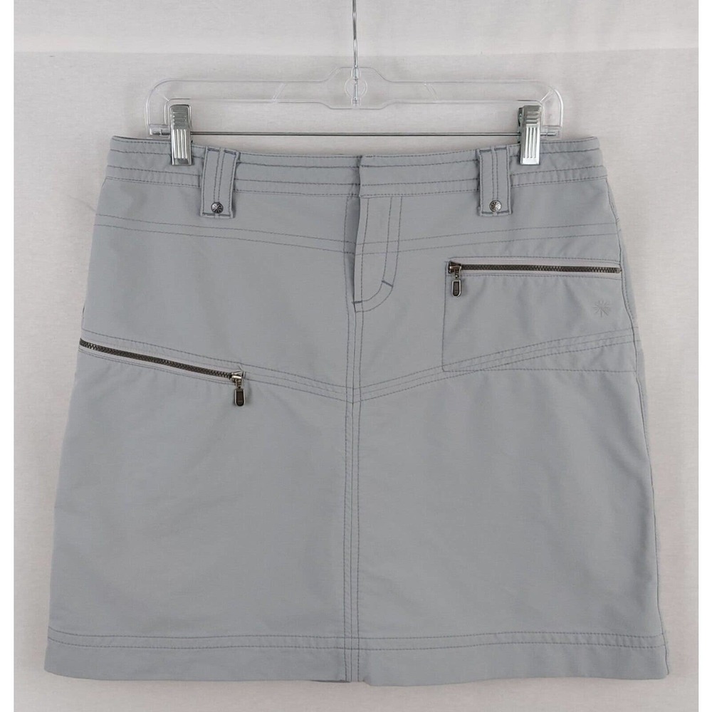 Athleta Womens Skirt 8 Nylon Blend Gray Zip Pockets Drawstring Logo